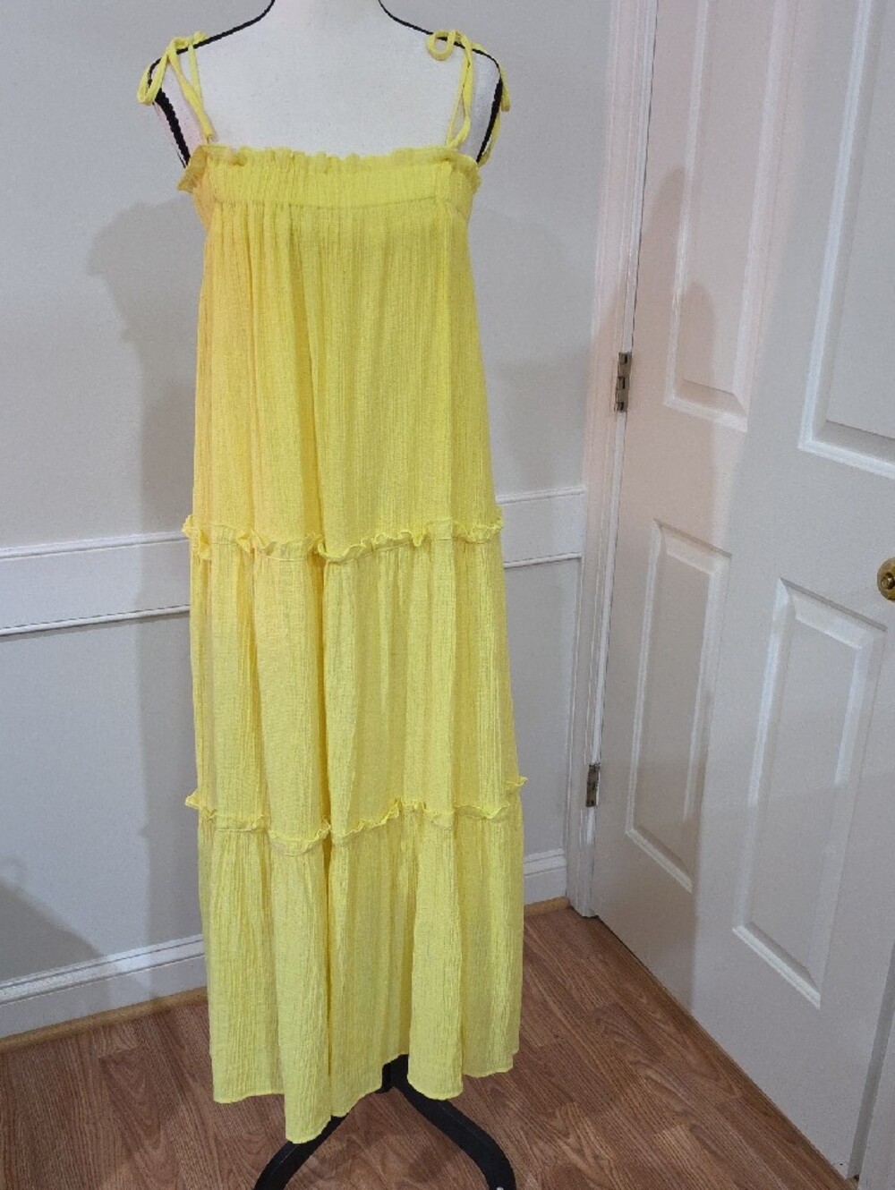 & Merci Yellow Tiered Maxi Dress - Size M - Picture 2 of 8